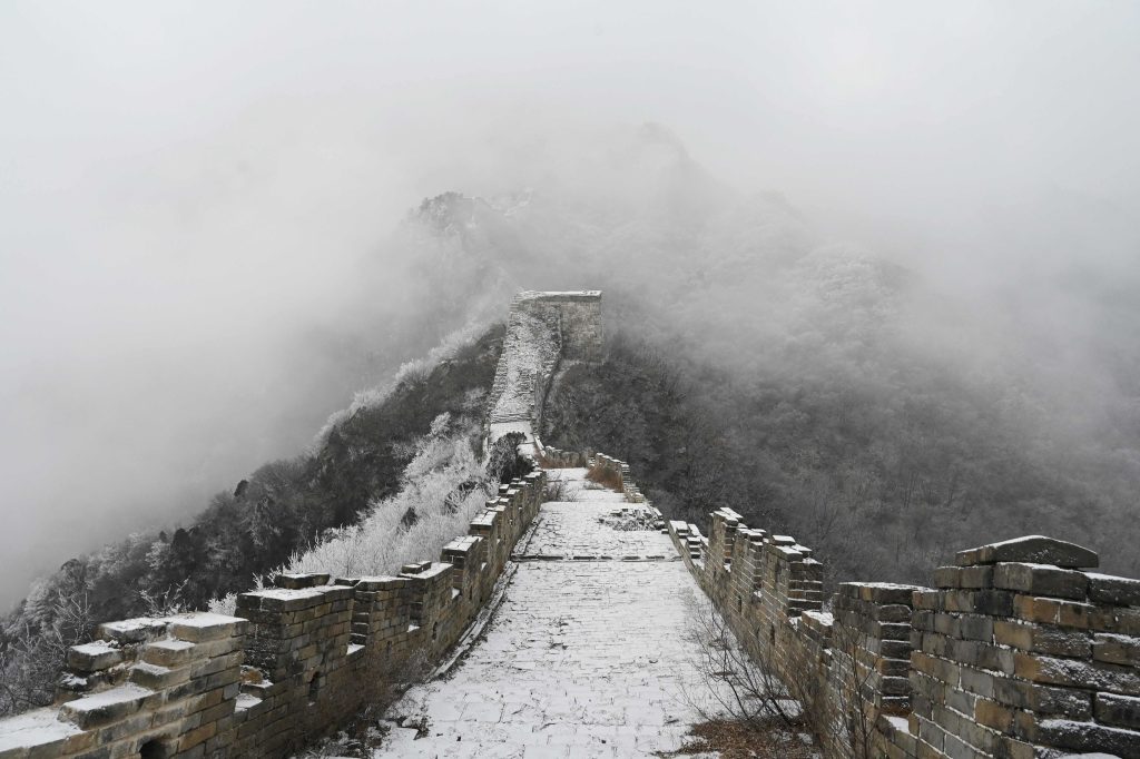 At Jiankou north of Beijing the Great Wall of China is visible after a snowfall