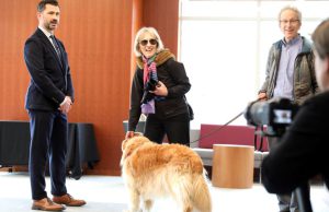 Renowned economist Claudia Goldin enjoying a moment with her loyal companion, a cherished dog by her side.