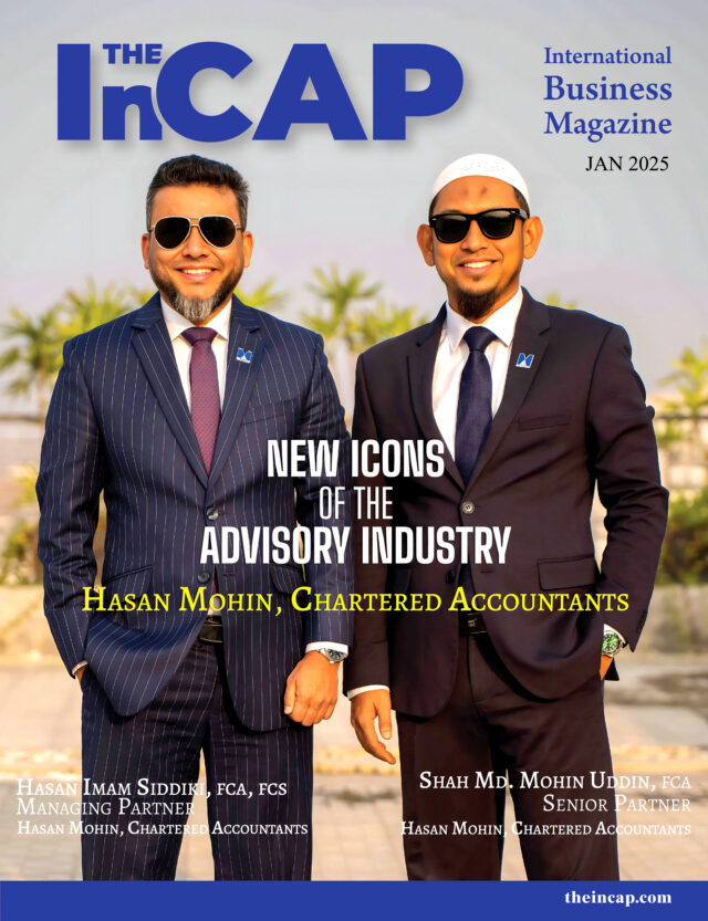 Cover page of The InCAP magazine's January 2025 edition featuring Hasan Imam Siddiki, FCA, FCS, Managing Partner, and Shah Md. Mohin Uddin, FCA, Senior Partner, of Hasan Mohin, Chartered Accountants. The headline reads: 